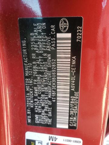 Photo 10 from auction – 2011 TOYOTA CAMRY BASE with VIN 4T1BF3EK9BU692852