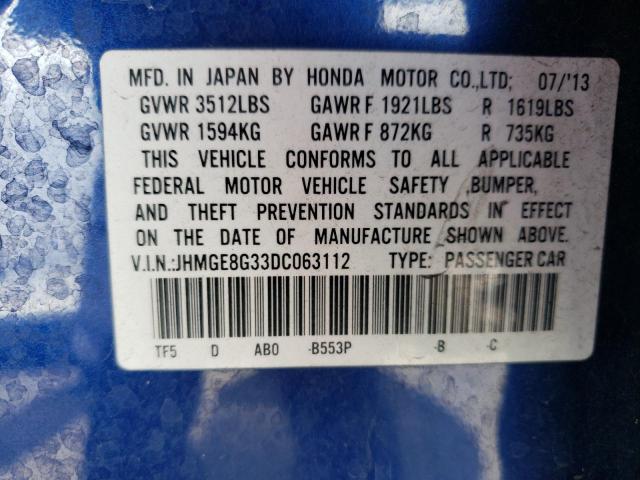 Photo 10 from auction – 2013 HONDA FIT with VIN JHMGE8G33DC063112