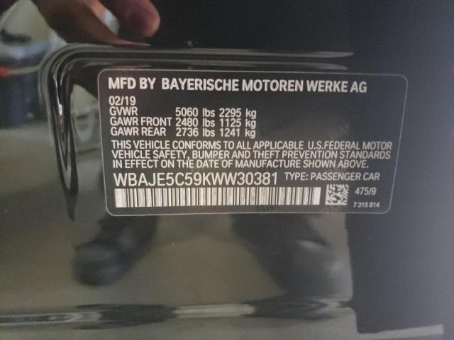Photo 10 from auction – 2019 BMW 540 I with VIN WBAJE5C59KWW30381