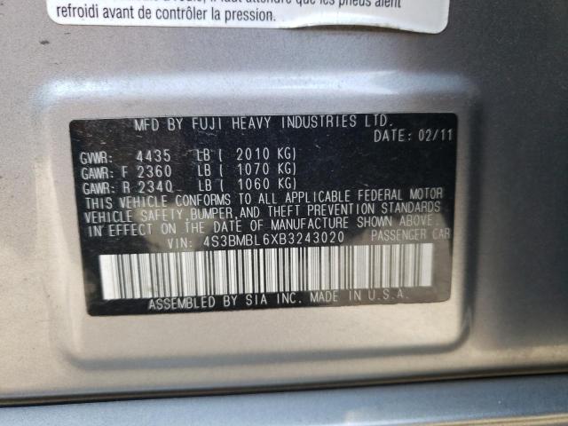 Photo 10 from auction – 2011 SUBARU LEGACY 2.5 with VIN 4S3BMBL6XB3243020