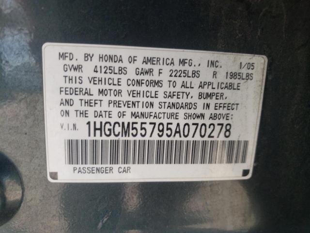 Photo 10 from auction – 2005 HONDA ACCORD EX with VIN 1HGCM55795A070278
