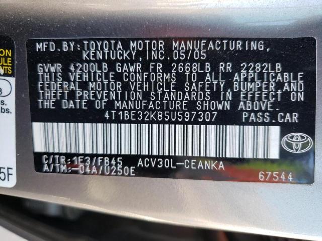 Photo 10 from auction – 2005 TOYOTA CAMRY LE with VIN 4T1BE32K85U597307