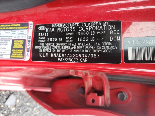 Foto 10 de la subasta – 2012 KIA RIO LX con VIN KNADM4A32C6047387