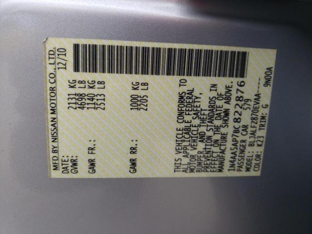 Photo 10 from auction – 2011 NISSAN MAXIMA S with VIN 1N4AA5AP7BC822876