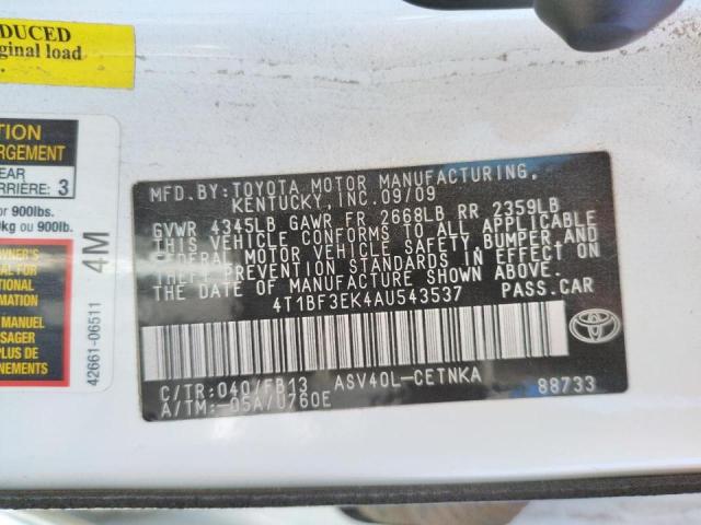 Photo 10 from auction – 2010 TOYOTA CAMRY BASE with VIN 4T1BF3EK4AU543537