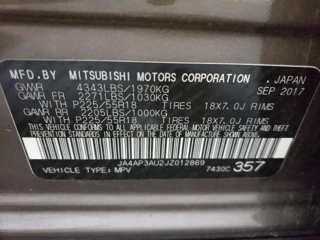 Photo 10 from auction – 2018 MITSUBISHI OUTLANDER with VIN JA4AP3AU2JZ012869