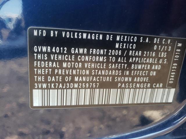 Photo 10 from auction – 2013 VOLKSWAGEN JETTA BASE with VIN 3VW1K7AJ3DM259757