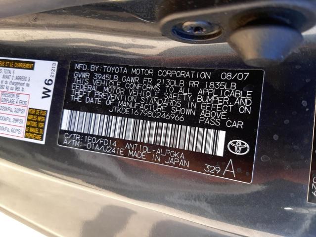 Photo 10 from auction – 2008 TOYOTA SCION TC with VIN JTKDE167980246966