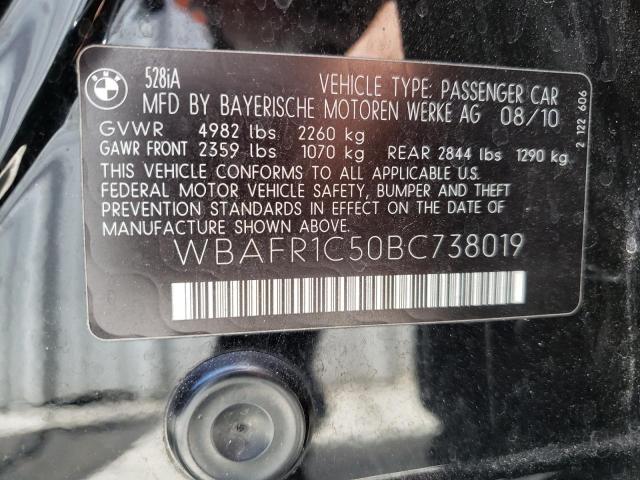 Photo 10 from auction – 2011 BMW 528 I with VIN WBAFR1C50BC738019