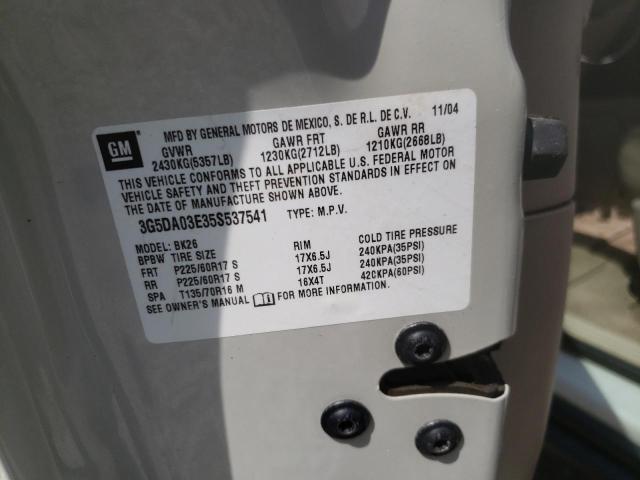 Photo 10 from auction – 2005 BUICK RENDEZVOUS with VIN 3G5DA03E35S537541