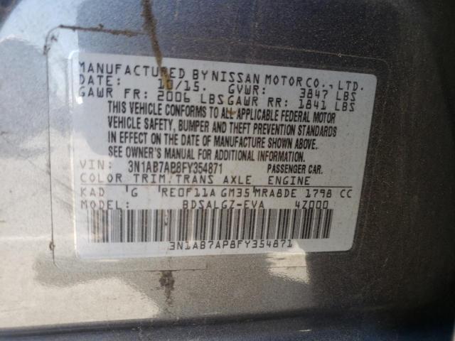 Photo 10 from auction – 2015 NISSAN SENTRA S with VIN 3N1AB7AP8FY354871