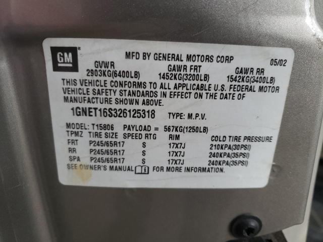 Photo 10 from auction – 2002 CHEVROLET TRAILBLAZE with VIN 1GNET16S326125318