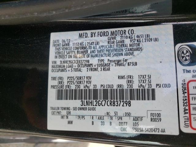 Photo 10 from auction – 2012 LINCOLN MKZ with VIN 3LNHL2GC7CR837298