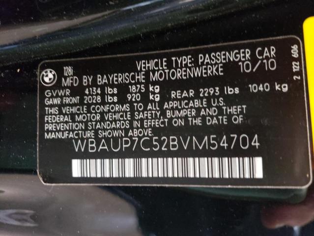Photo 10 from auction – 2011 BMW 128 I with VIN WBAUP7C52BVM54704
