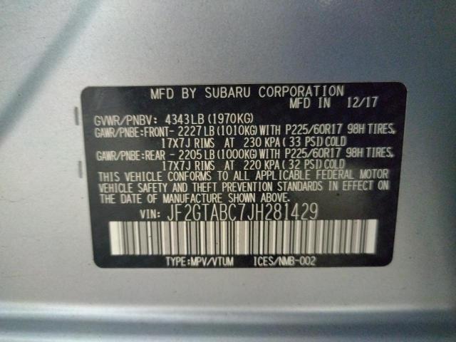 Photo 10 from auction – 2018 SUBARU CROSSTREK with VIN JF2GTABC7JH281429