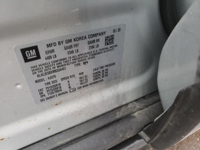 Photo 10 from auction – 2021 BUICK ENCORE PRE with VIN KL4CJESBXMB334451