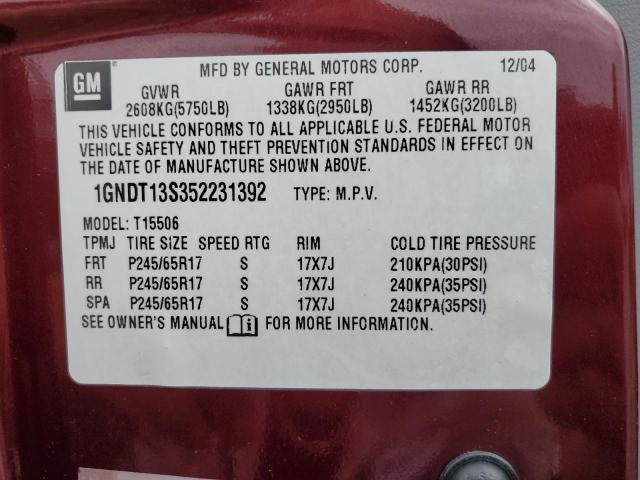 Photo 10 from auction – 2005 CHEVROLET TRAILBLAZE with VIN 1GNDT13S352231392