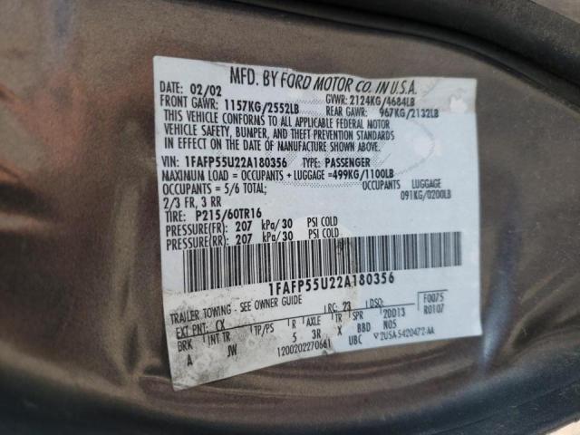 Photo 10 from auction – 2002 FORD TAURUS SES with VIN 1FAFP55U22A180356