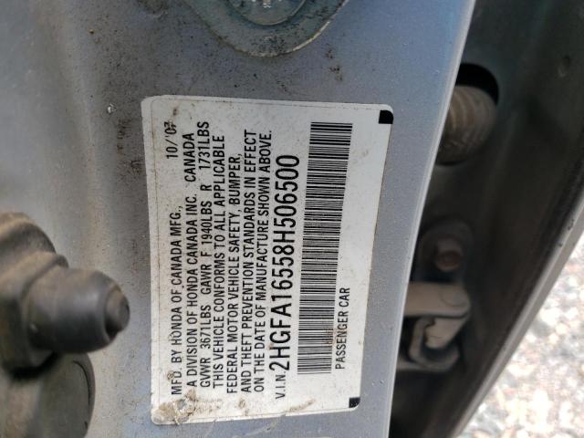 Photo 10 from auction – 2008 HONDA CIVIC LX with VIN 2HGFA16558H506500