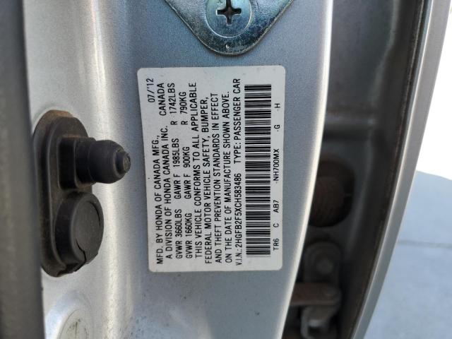 Photo 10 from auction – 2012 HONDA CIVIC LX with VIN 2HGFB2F5XCH583486