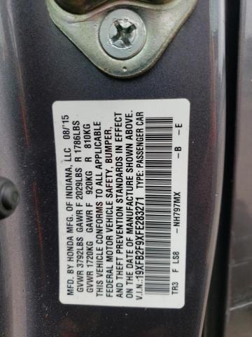 Photo 10 from auction – 2015 HONDA CIVIC EXL with VIN 19XFB2F9XFE283271