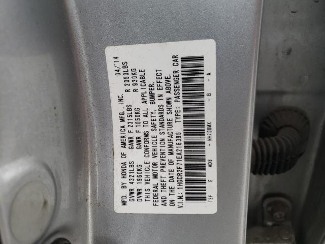 Photo 10 from auction – 2014 HONDA ACCORD EX with VIN 1HGCR2F71EA216395