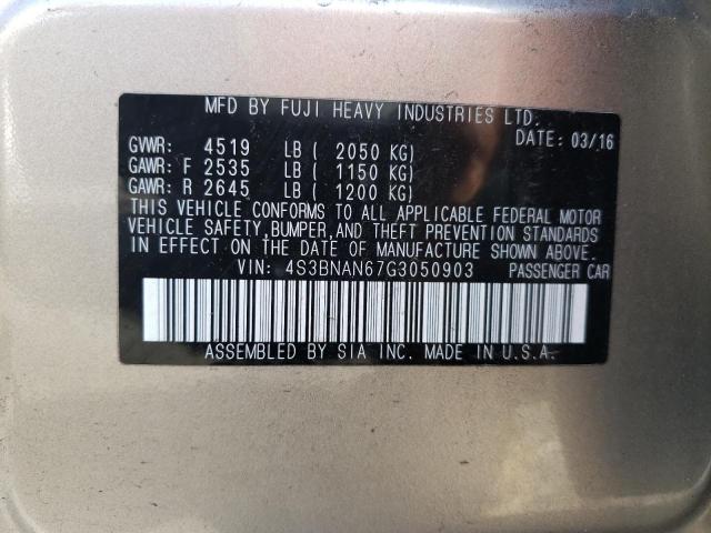 Photo 10 from auction – 2016 SUBARU LEGACY 2.5 with VIN 4S3BNAN67G3050903