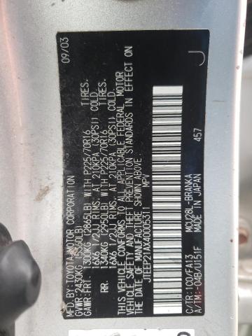 Photo 10 from auction – 2004 TOYOTA HIGHLANDER with VIN JTEEP21AX40005311