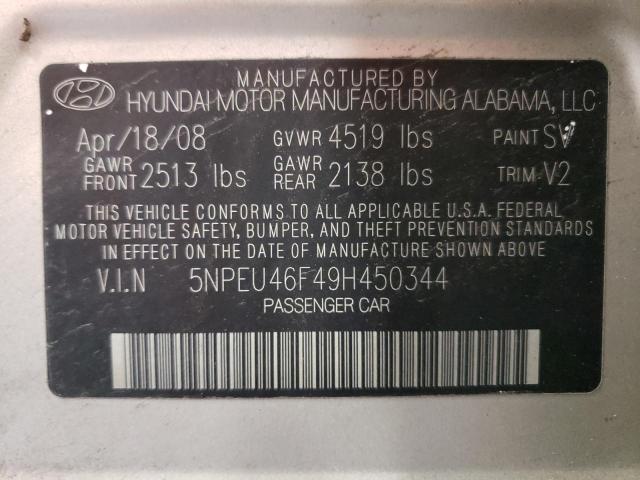 Photo 10 from auction – 2009 HYUNDAI SONATA SE with VIN 5NPEU46F49H450344