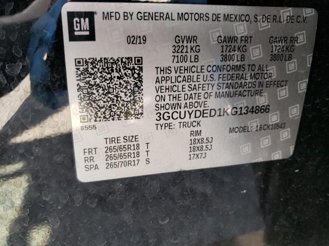 Photo 10 from auction – 2019 CHEVROLET SILVERADO with VIN 3GCUYDED1KG134866