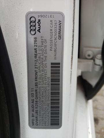 Photo 10 from auction – 2012 AUDI A6 with VIN WAUBGAFC9CN003267