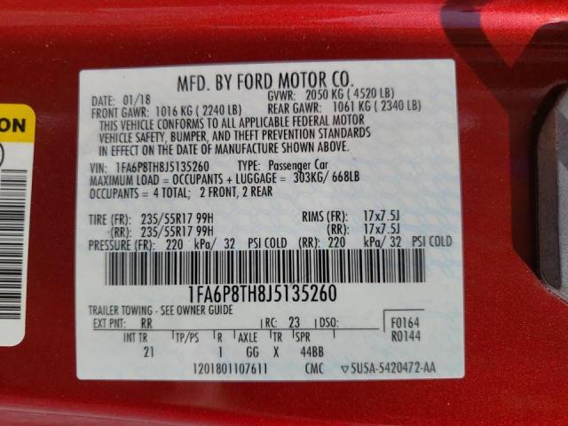 Photo 10 from auction – 2018 FORD MUSTANG with VIN 1FA6P8TH8J5135260