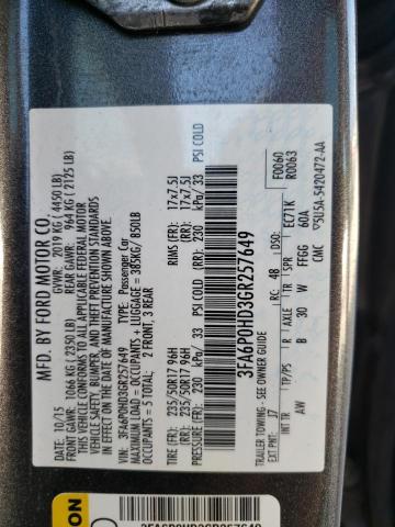 Photo 10 from auction – 2016 FORD FUSION SE with VIN 3FA6P0HD3GR257649