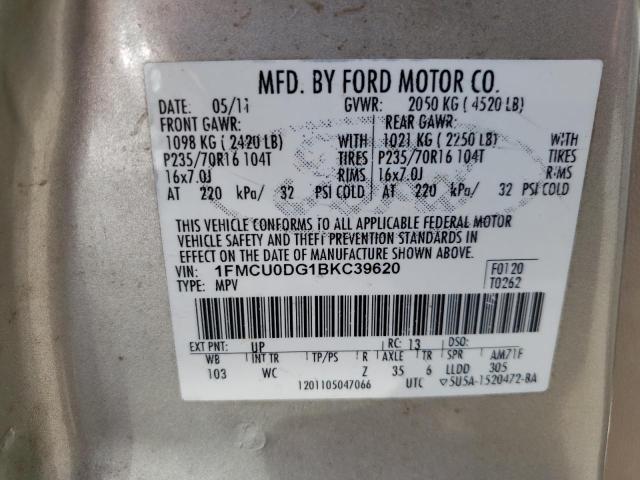 Photo 10 from auction – 2011 FORD ESCAPE XLT with VIN 1FMCU0DG1BKC39620