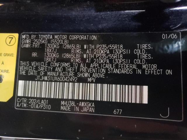 Photo 10 from auction – 2006 LEXUS RX 400 with VIN JTJHW31UX60042492