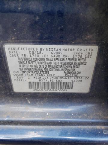 Photo 10 from auction – 2018 NISSAN VERSA S with VIN 3N1CN7AP2JL872285