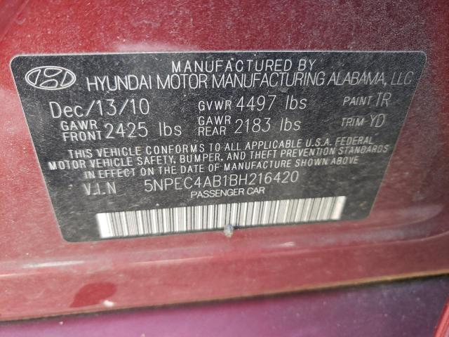 Photo 10 from auction – 2011 HYUNDAI SONATA SE with VIN 5NPEC4AB1BH216420