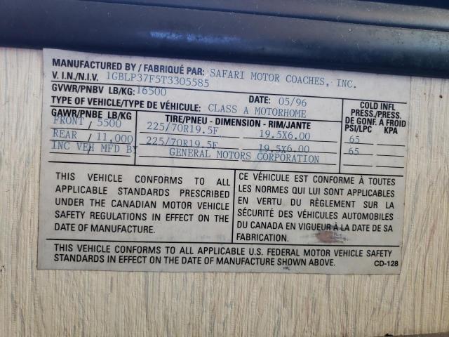 Photo 10 from auction – 1996 CHEVROLET P30 with VIN 1GBLP37F5T3305585