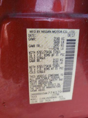 Photo 10 from auction – 2017 NISSAN FRONTIER with VIN 1N6DD0EV5HN774170