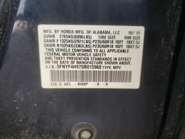 Photo 10 from auction – 2013 HONDA PILOT TOUR with VIN 5FNYF4H97DB015968