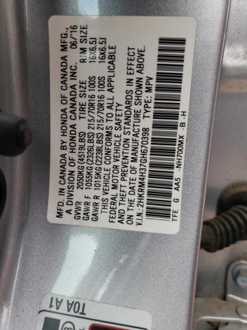 Photo 10 from auction – 2016 HONDA CR-V LX with VIN 2HKRM4H37GH670398