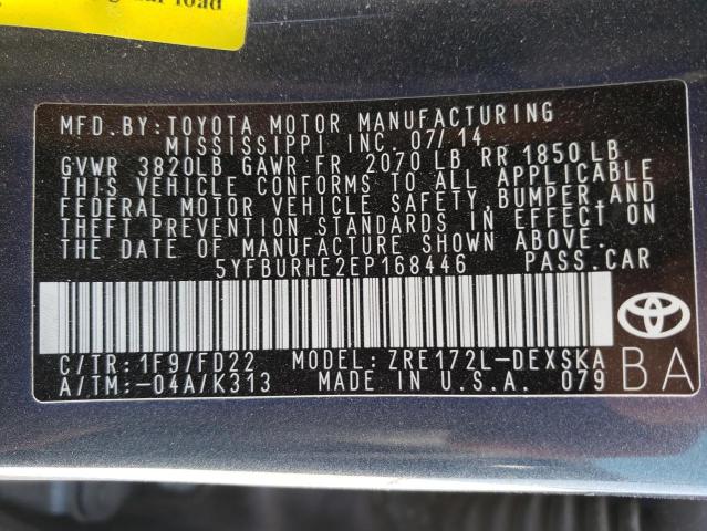 Zdjęcie 10 z aukcji – 2014 TOYOTA COROLLA L z VIN 5YFBURHE2EP168446