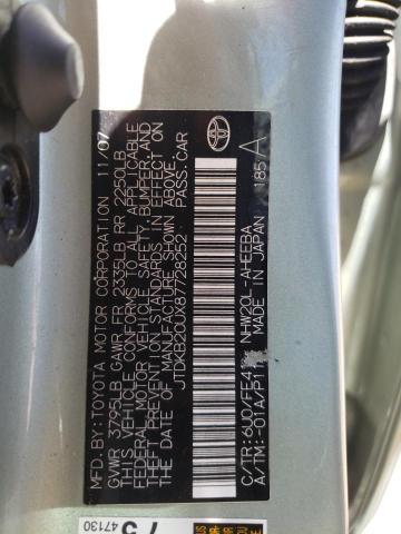 Photo 10 from auction – 2008 TOYOTA PRIUS with VIN JTDKB20UX87728252