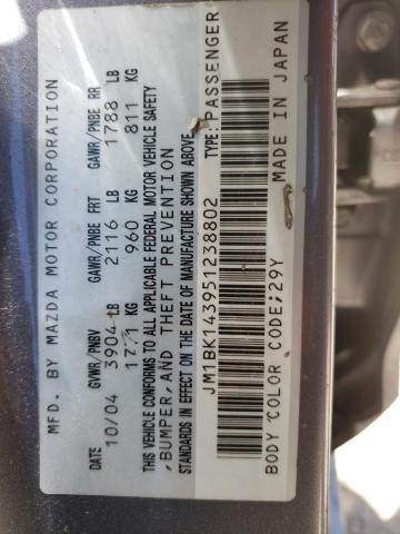 Photo 10 from auction – 2005 MAZDA 3 HATCHBAC with VIN JM1BK143951238802
