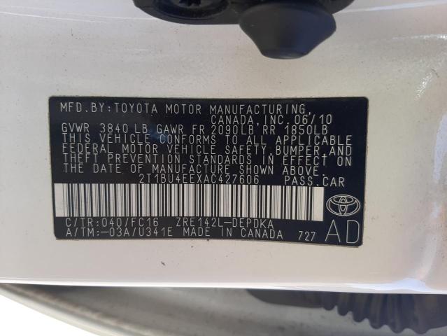 Photo 10 from auction – 2010 TOYOTA COROLLA BA with VIN 2T1BU4EEXAC427606
