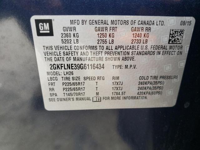 Photo 10 from auction – 2016 GMC TERRAIN SL with VIN 2GKFLNE39G6116434