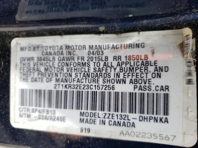 Photo 10 from auction – 2003 TOYOTA COROLLA MA with VIN 2T1KR32E23C157256