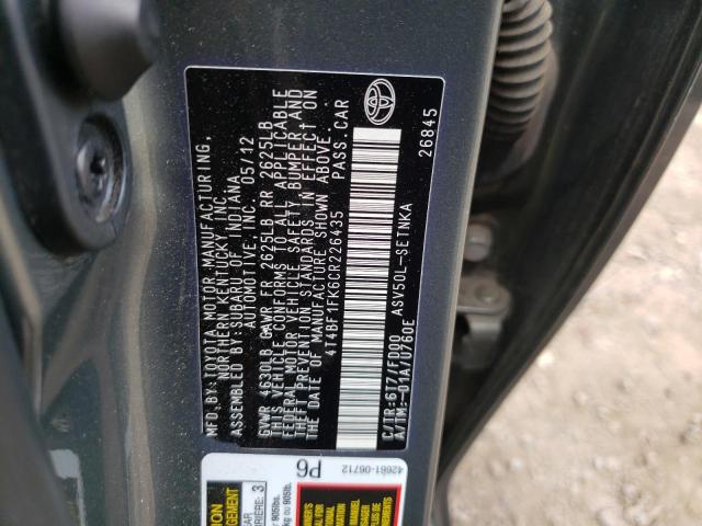 Photo 10 from auction – 2012 TOYOTA CAMRY BASE with VIN 4T4BF1FK6CR226435