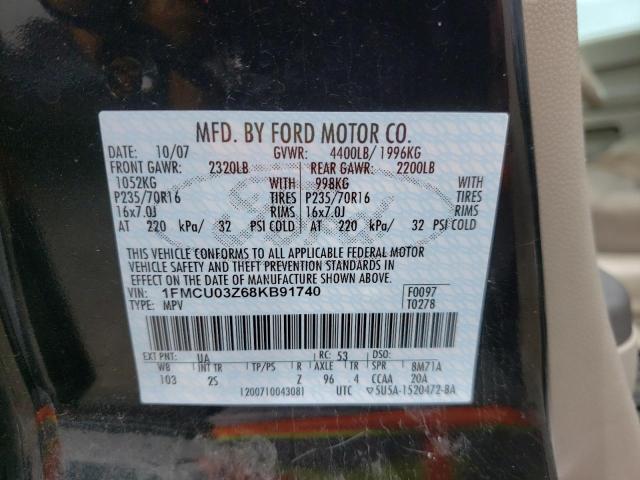 Photo 10 from auction – 2008 FORD ESCAPE XLT with VIN 1FMCU03Z68KB91740