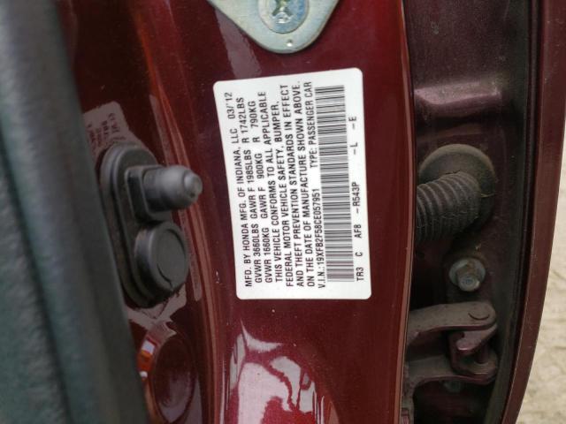 Photo 10 from auction – 2012 HONDA CIVIC LX with VIN 19XFB2F58CE057951